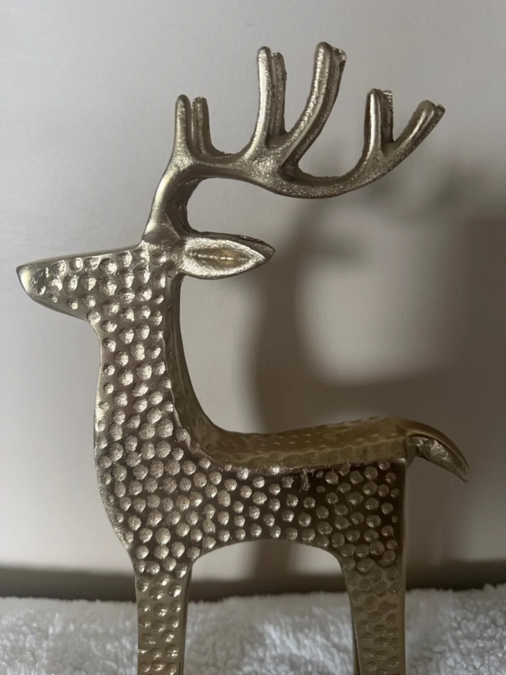 Holiday Christmas Gold Hammered Reindeer Decor NEW!